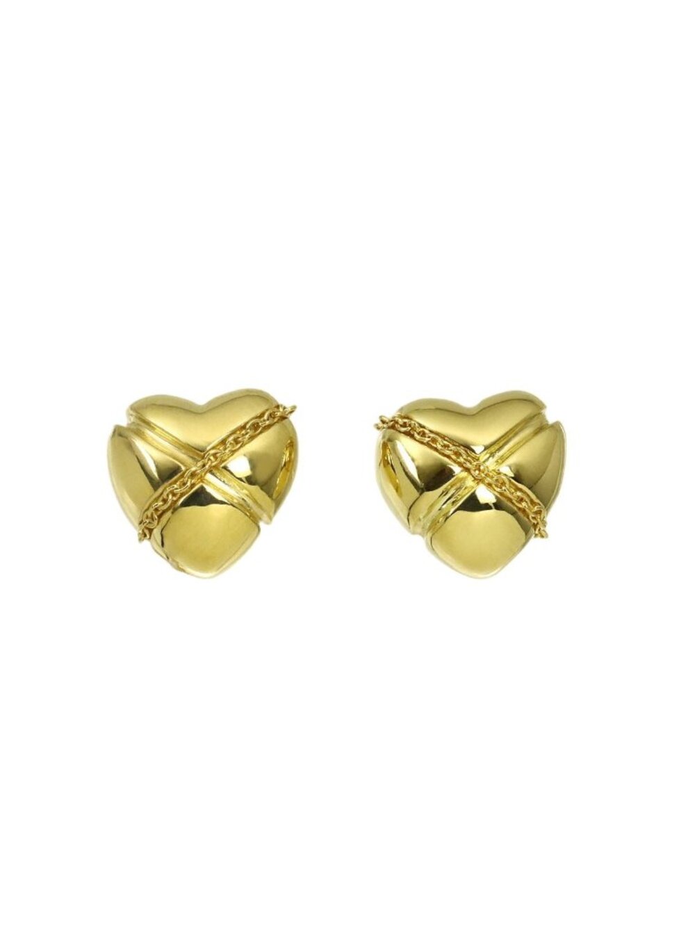 Tiffany & Co Chain Cross Heart Earrings 18k Yellow Gold